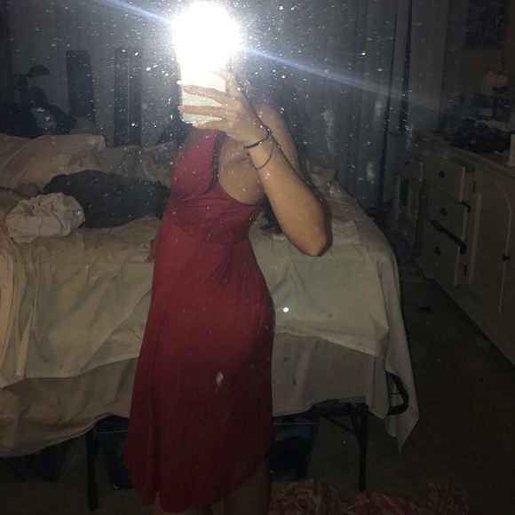 Cotton red midi dress - Picture 2 of 2
